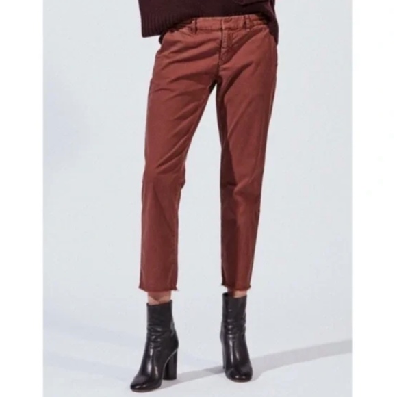 Nili Lotan Jenna Pants Cropped Brick Raw Hem Size 10 - Picture 1 of 14